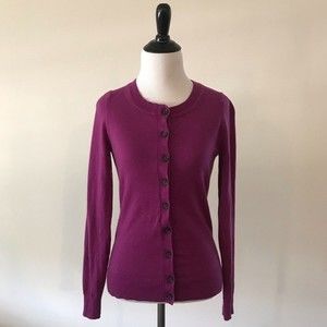 Banana Republic Extra Fine Merino Wool Button Down Fuchsia Cardigan - XS